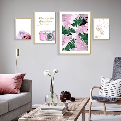 粉色ins北歐清新火烈鳥客廳裝飾畫 為你的家注入靈動與時尚